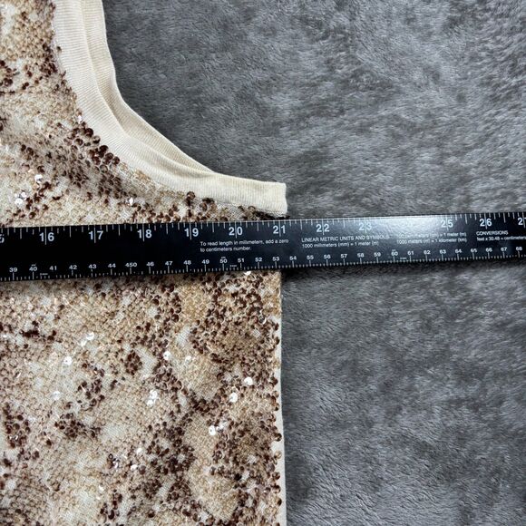 Chicos Sequin Cardigan Shell Set Preppy Glam Fancy Gold Cream Size 3 XL E113 - Picture 4 of 7